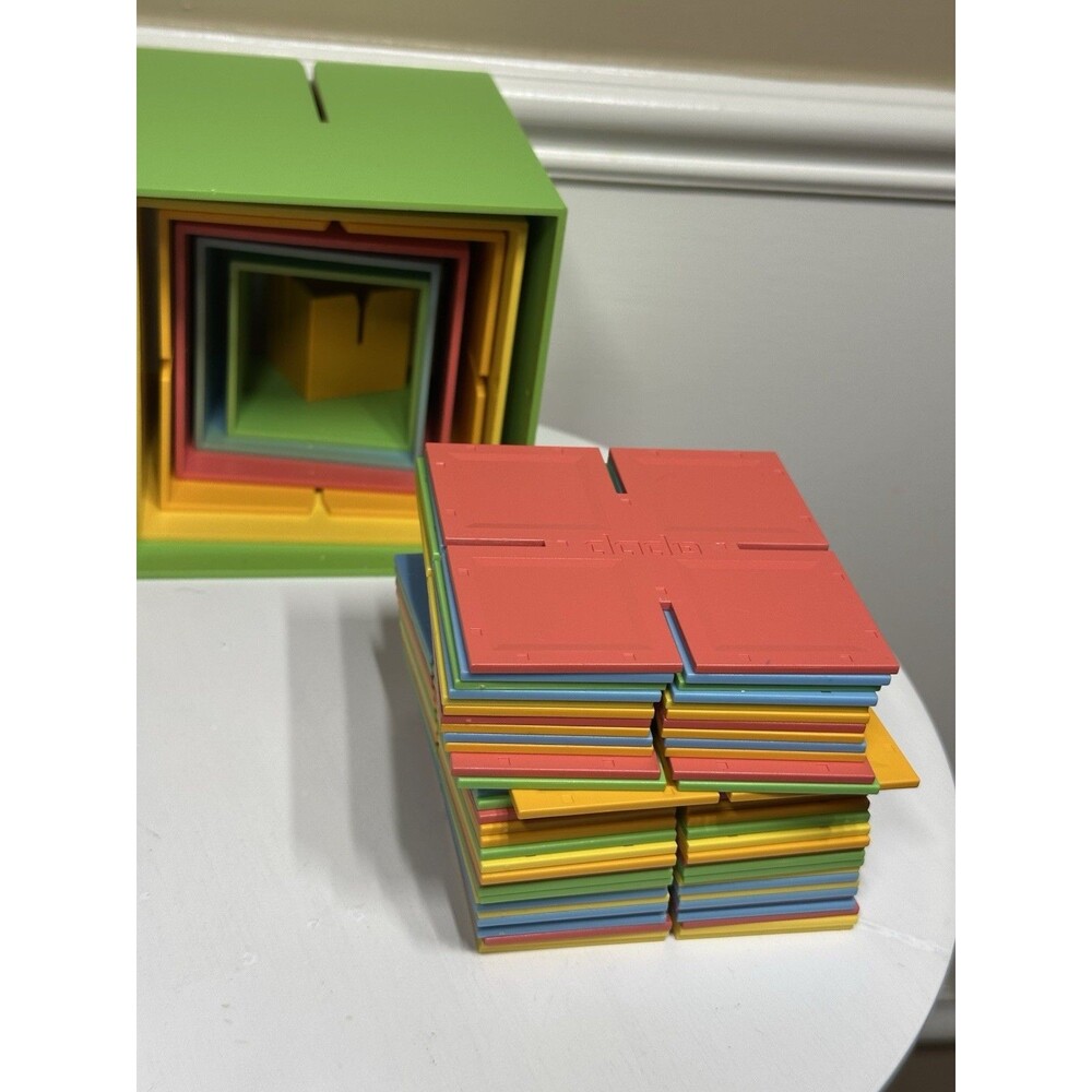 Fat Brain Toys Dado Cubes Lot of 7 Sizes Colors Build Blocks 33 Flat Square Pcs